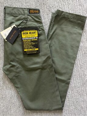 NWT Iron Heart 9oz Mercerised Selvedge Cotton Slim Tapered Chinos